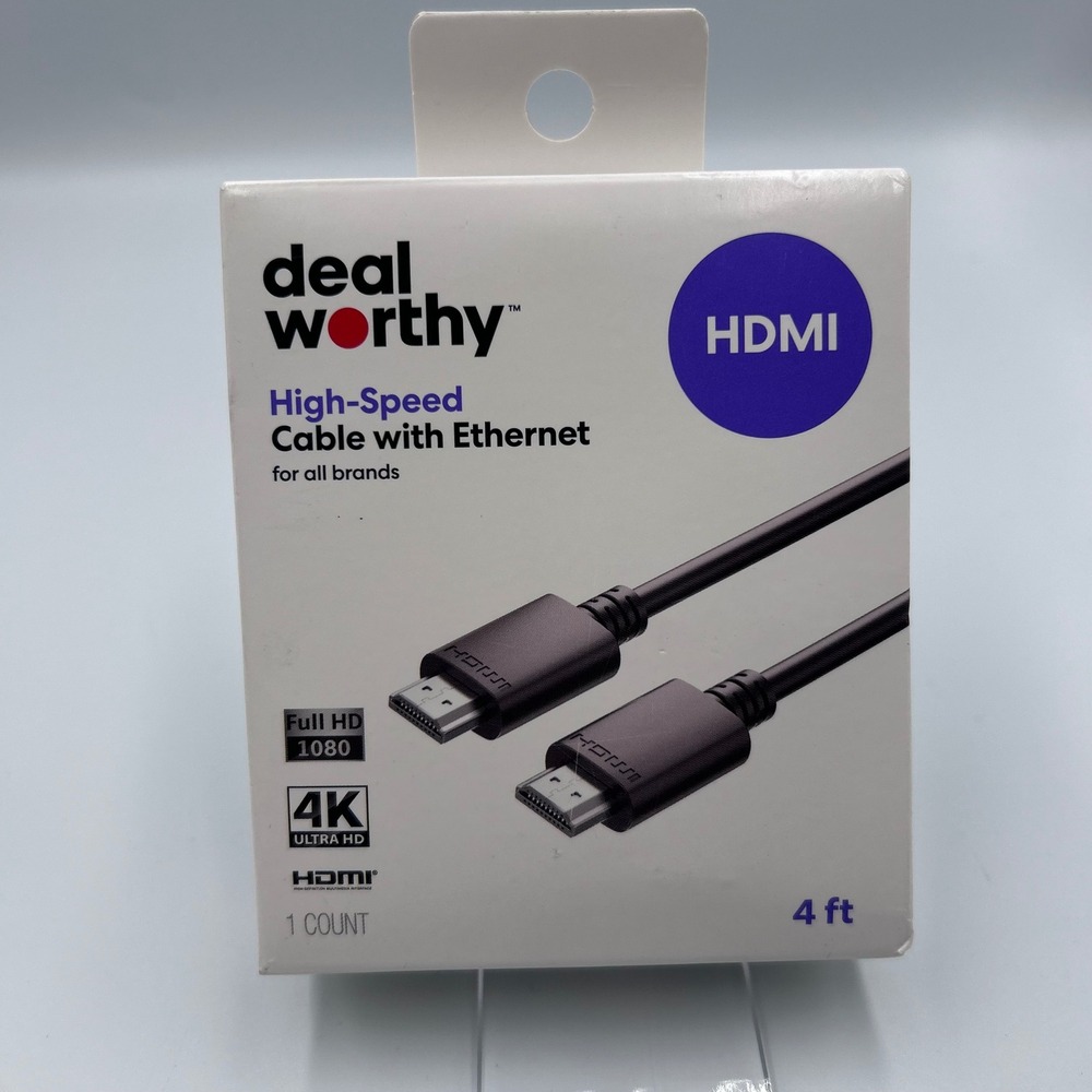 Deal Worthy High-Speed HDMI Cable 4ft 4K Ultra HD 1080p Black Universal
